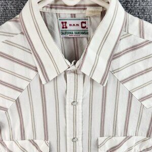 H Bar C Ranchwear Arco 1018 USA Western Pearl Snap Short Sleeve Striped Size 17